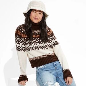 American Eagle Fair Isle Snowdrift Sweater M